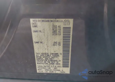 2014 Nissan Altima 2.5 S from USA, damaged, VIN 1N4AL3AP3EC174181